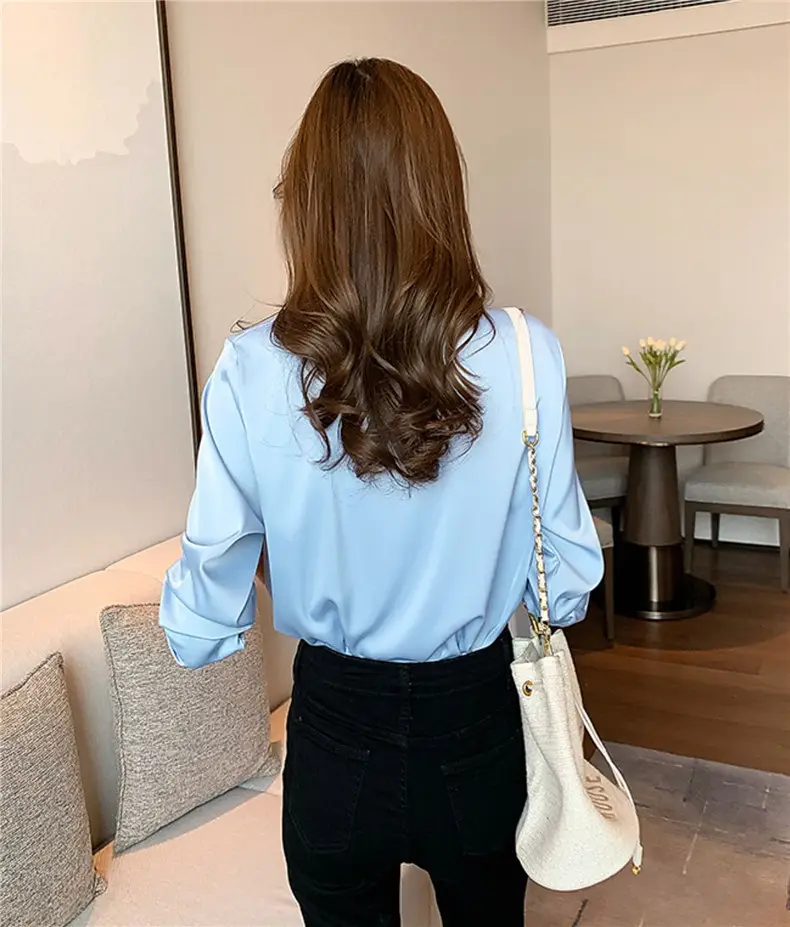 Women's Light Blue Long Sleeve Shirt Early Autumn 2025 — feature 19
