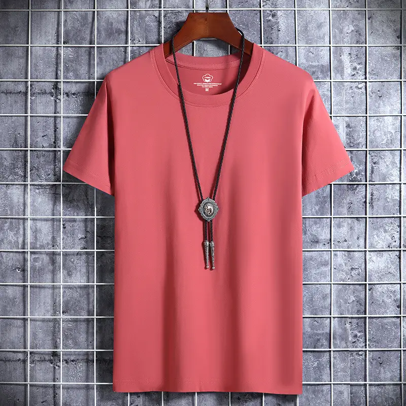 Men Blue Cotton Short Sleeve T-Shirt Round Neck Loose Fit - Image 12
