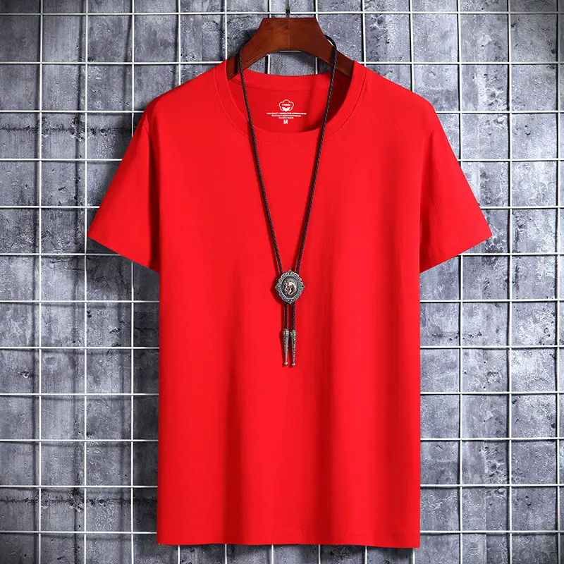 Men Blue Cotton Short Sleeve T-Shirt Round Neck Loose Fit - Image 18