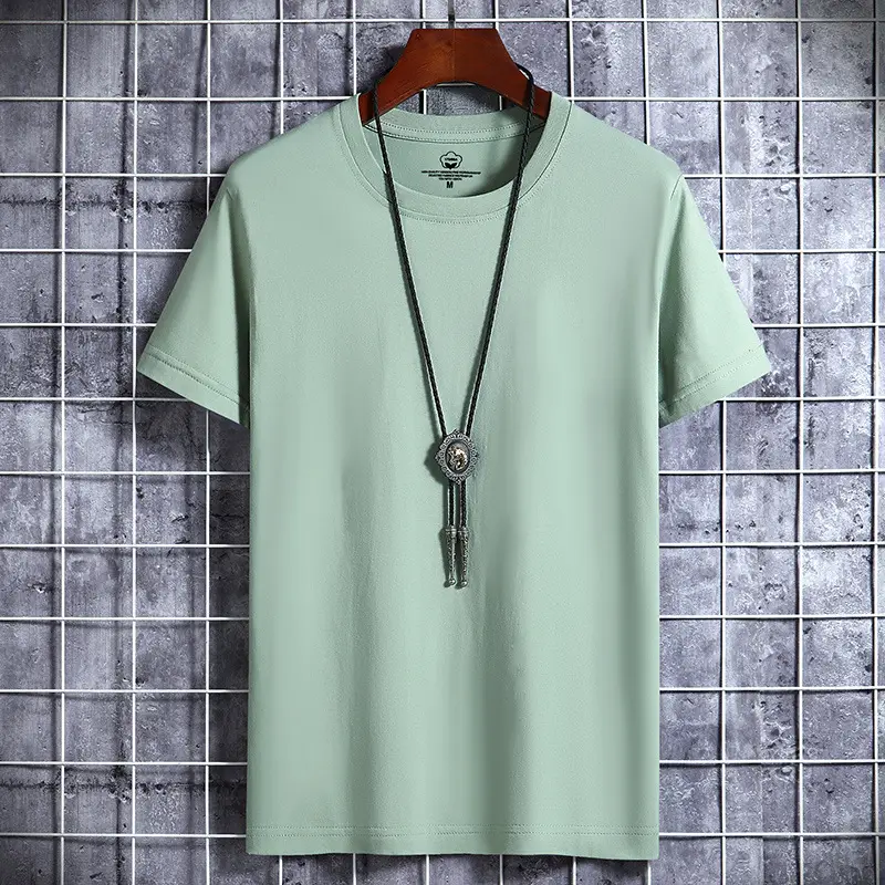 Men Blue Cotton Short Sleeve T-Shirt Round Neck Loose Fit - Image 11