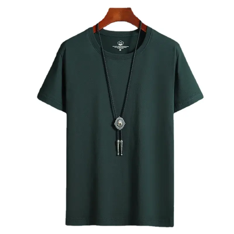 Men Blue Cotton Short Sleeve T-Shirt Round Neck Loose Fit - Image 19