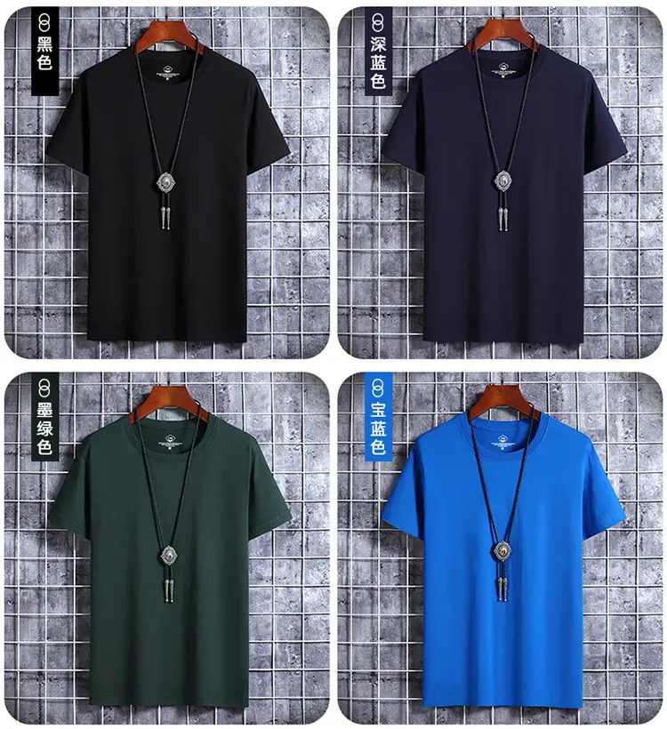 Men Blue Cotton Short Sleeve T-Shirt Round Neck Loose Fit — feature 12