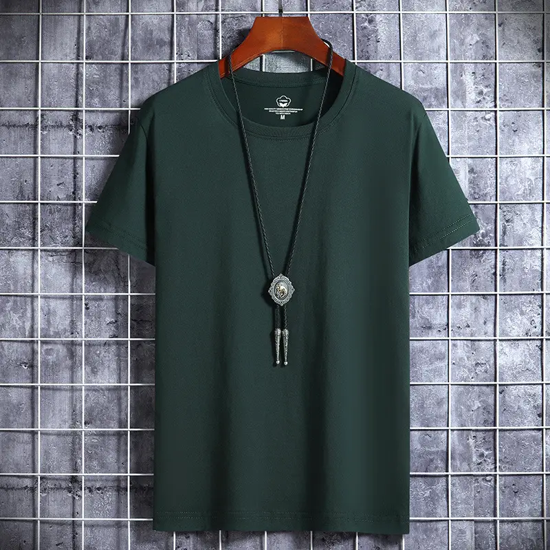 Men Blue Cotton Short Sleeve T-Shirt Round Neck Loose Fit - Image 14