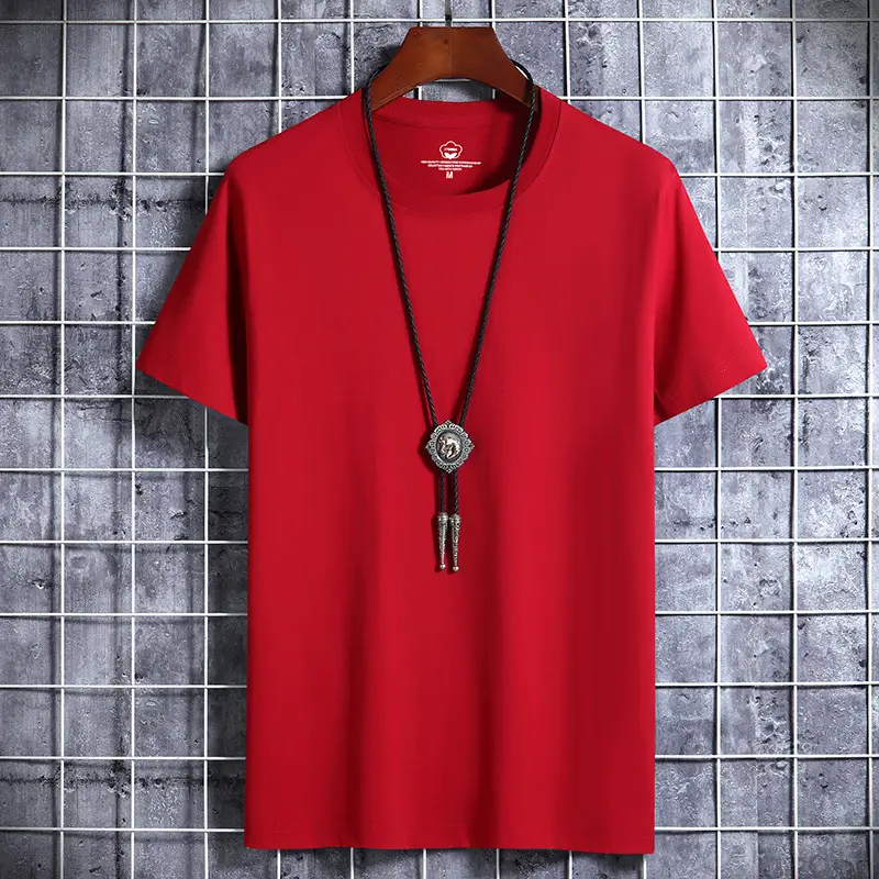 Men Blue Cotton Short Sleeve T-Shirt Round Neck Loose Fit - Image 16