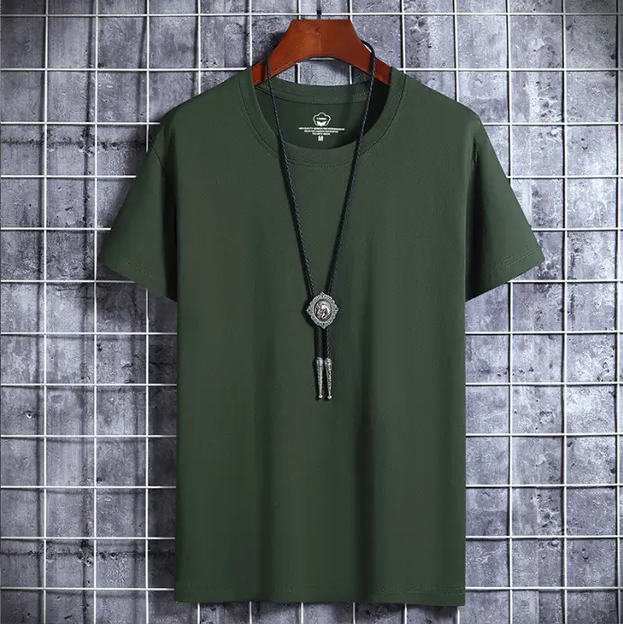 Men Blue Cotton Short Sleeve T-Shirt Round Neck Loose Fit - Image 17