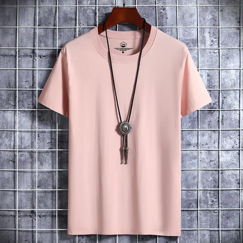 Men Blue Cotton Short Sleeve T-Shirt Round Neck Loose Fit - Image 3