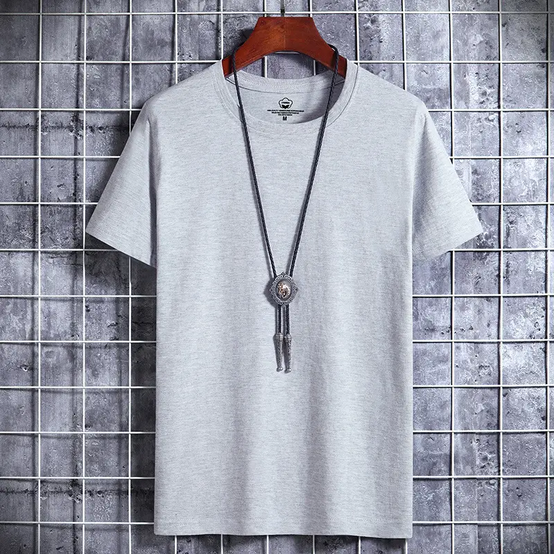 Men Blue Cotton Short Sleeve T-Shirt Round Neck Loose Fit - Image 5