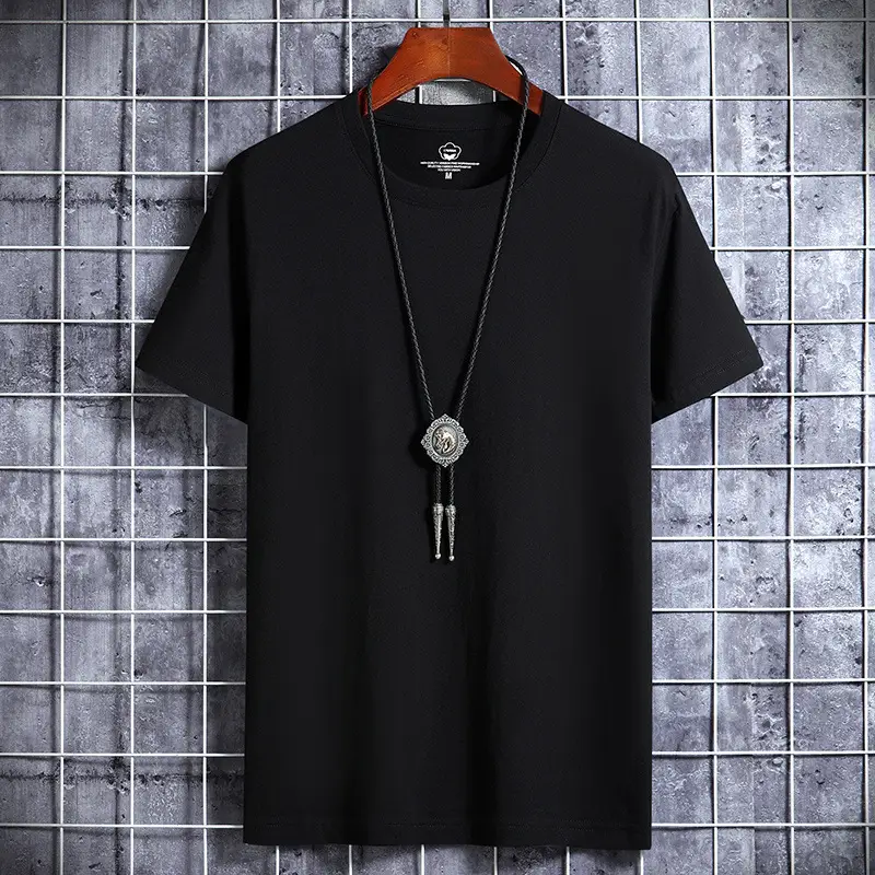 Men Blue Cotton Short Sleeve T-Shirt Round Neck Loose Fit - Image 6