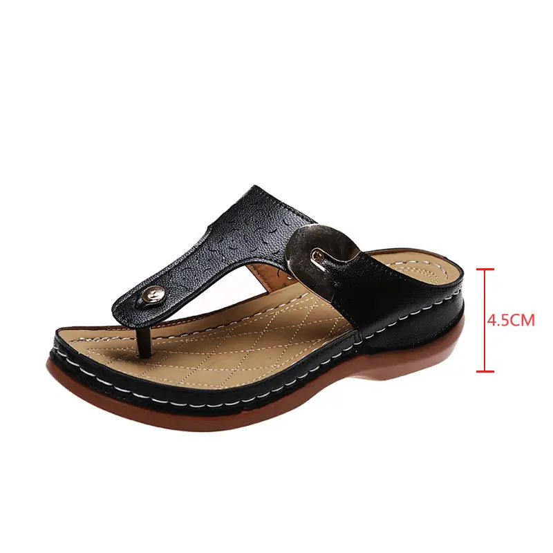 2022 Women's Wedge Slippers Black Large Size