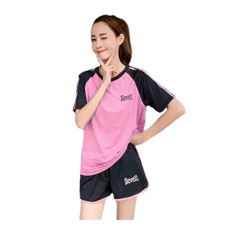 2025 Women Summer Contrast Sports Suit Letter Print Short Two-Piece Set - Image 10