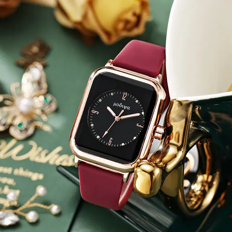 Luminous Quartz Watch for Men Women Rose Gold Green Strap - Image 3