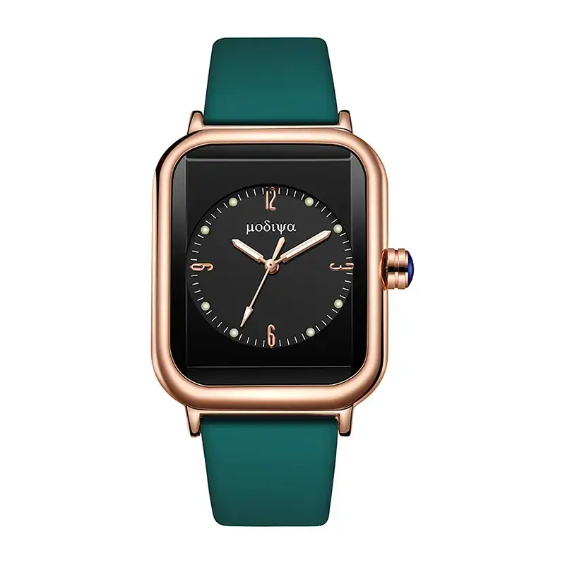 Luminous Quartz Watch for Men Women Rose Gold Green Strap - Image 2