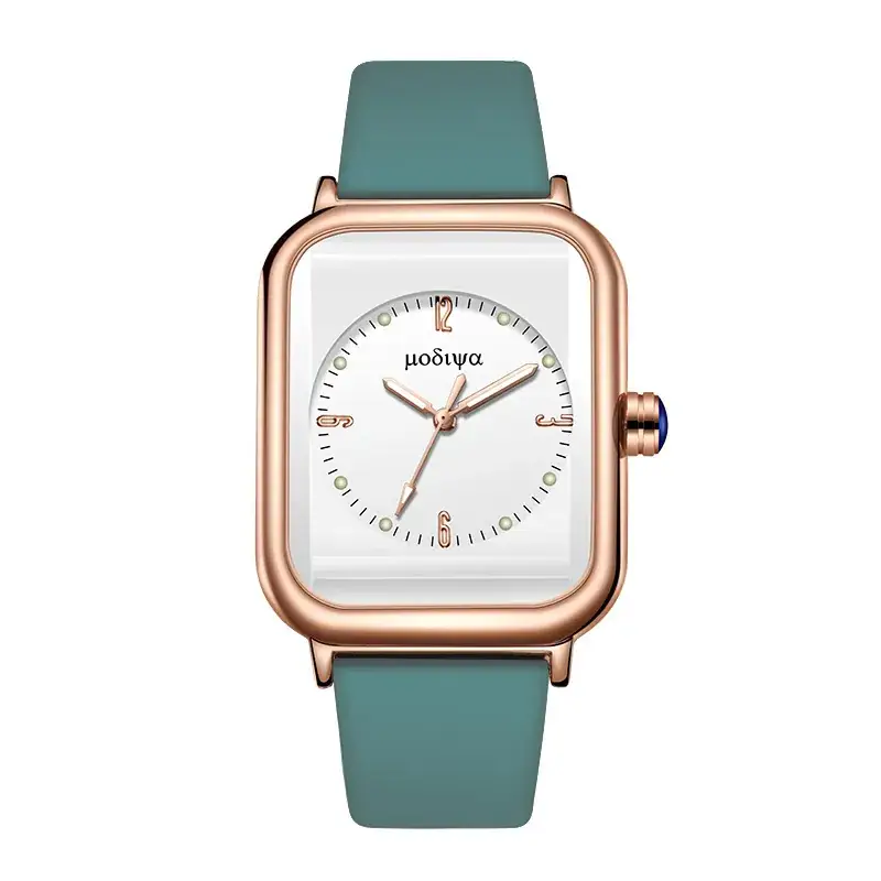 Luminous Quartz Watch for Men Women Rose Gold Green Strap - Image 4