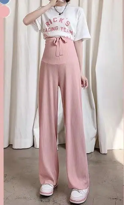 2022 Spring Straight Leg Pants Ice Silk Wide Leg Casual - Image 2