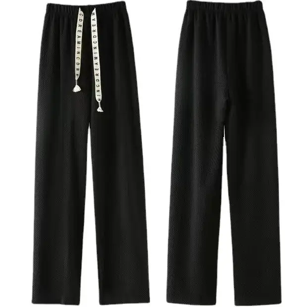 Women Pink Wide Leg High Waist Pants Spring Summer Casual