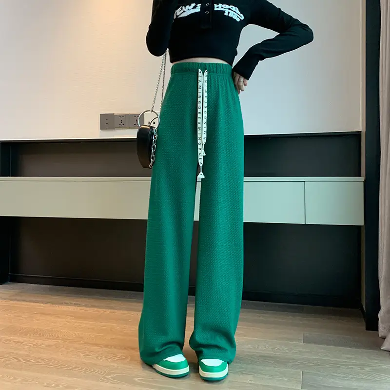 Women Pink Wide Leg High Waist Pants Spring Summer Casual