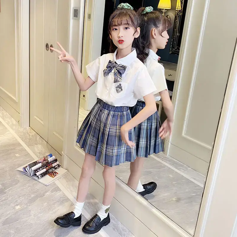 Girls Bow Pleated Skirt Set Summer 2023 - Image 2