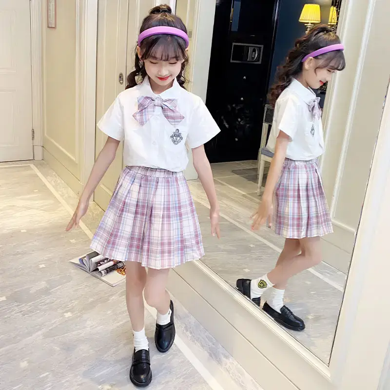 Girls Bow Pleated Skirt Set Summer 2023 - Image 3