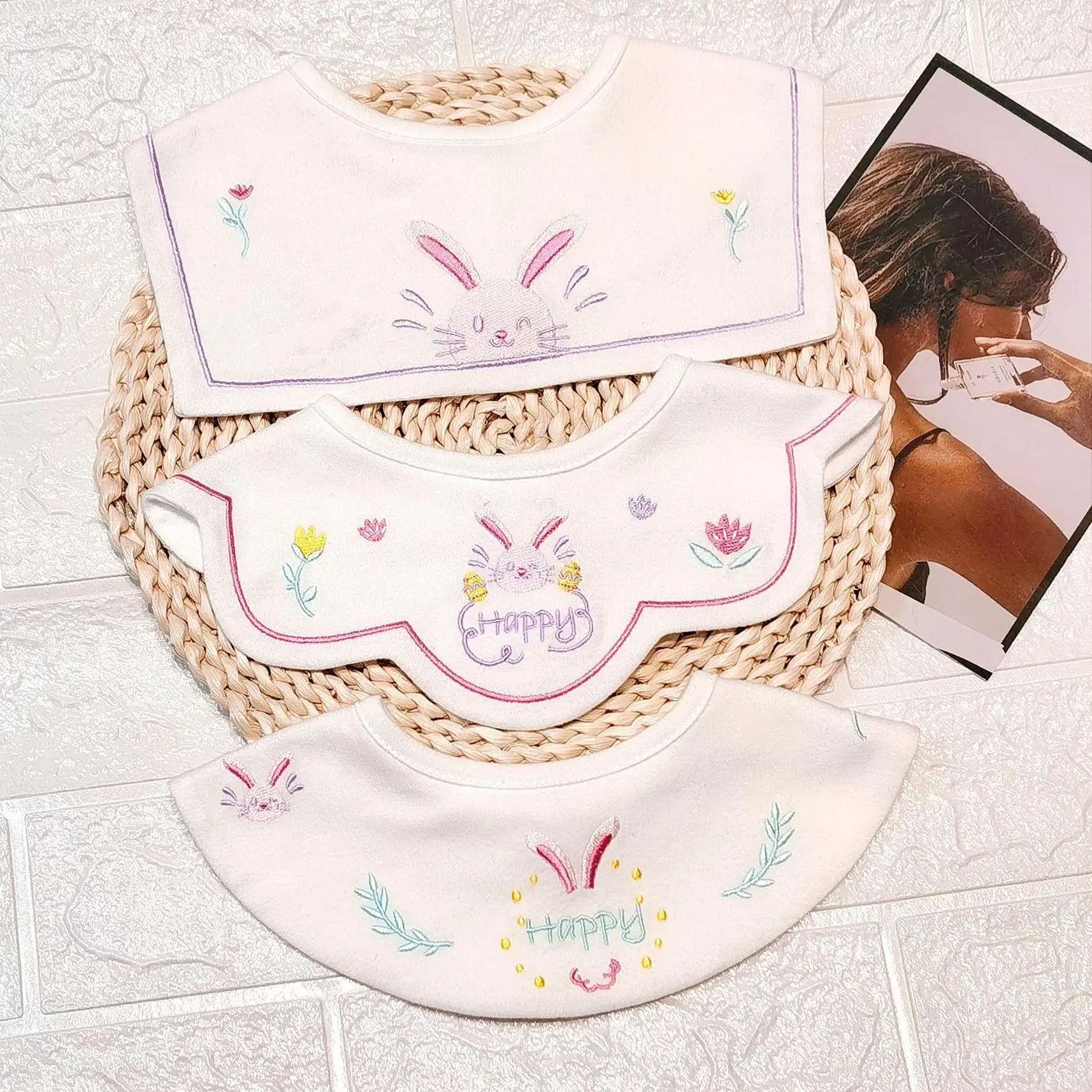 Pure Cotton Baby Bibs Anti-Vomiting Water Absorbent 360 Rotatable - Image 3
