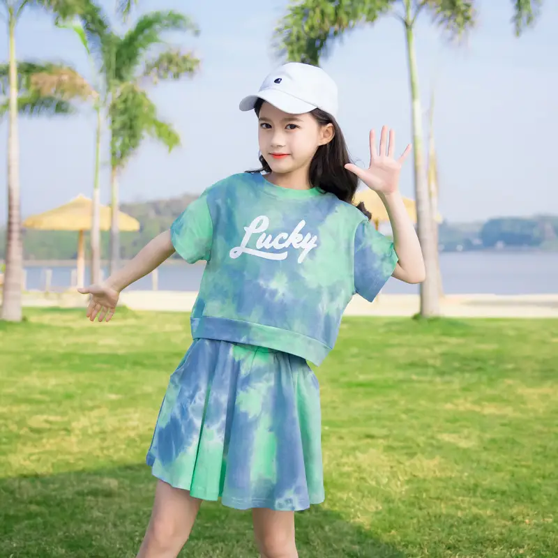 Girls 2-Piece Tie-Dye Summer Suit Medium to XL - Image 3