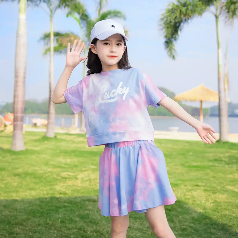 Girls 2-Piece Tie-Dye Summer Suit Medium to XL - Image 4