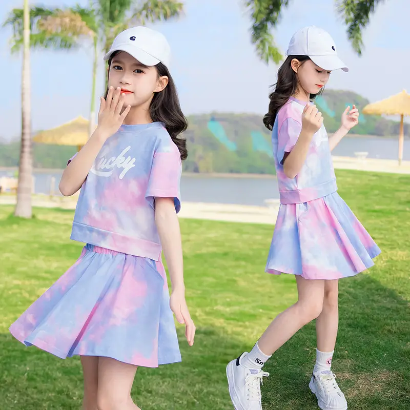 Girls 2-Piece Tie-Dye Summer Suit Medium to XL - Image 2