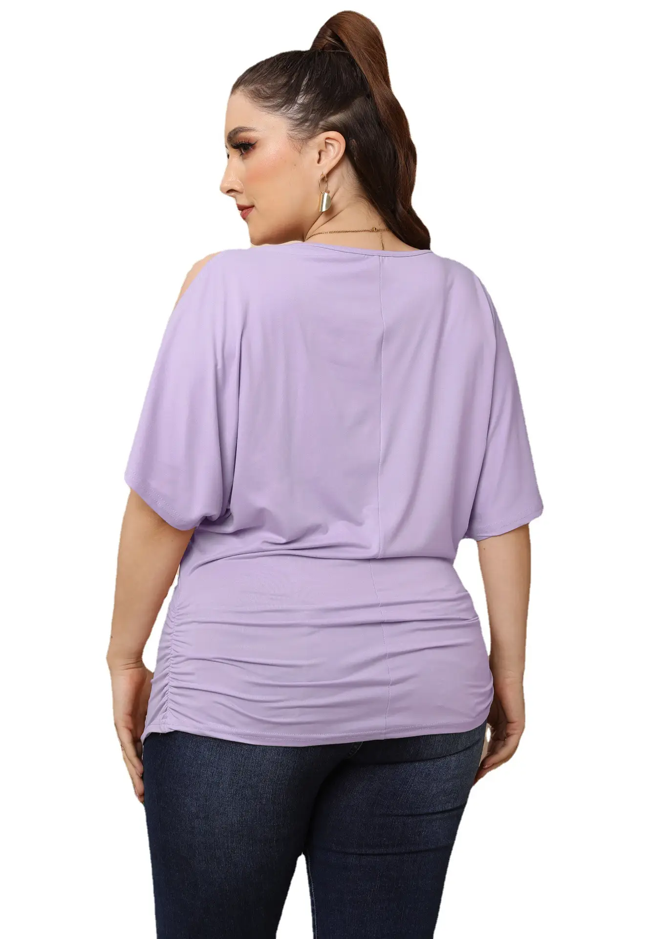 Women's Pink Pleated T-Shirt Large Size Casual Top - Image 6