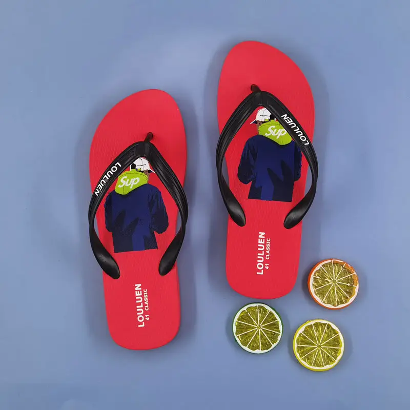 2022 Men's Black PVC Flip Flops Casual Beach Sandals