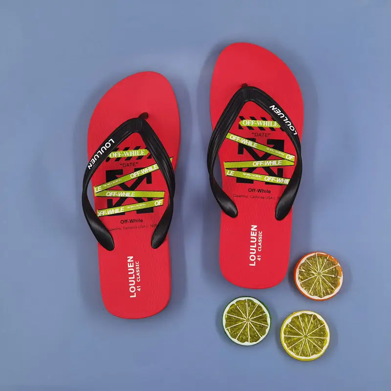 2022 Men's Black PVC Flip Flops Casual Beach Sandals