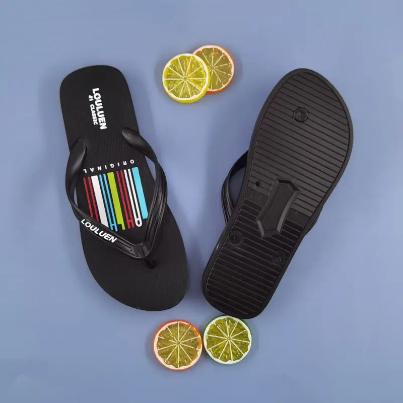 2022 Men's Black PVC Flip Flops Casual Beach Sandals