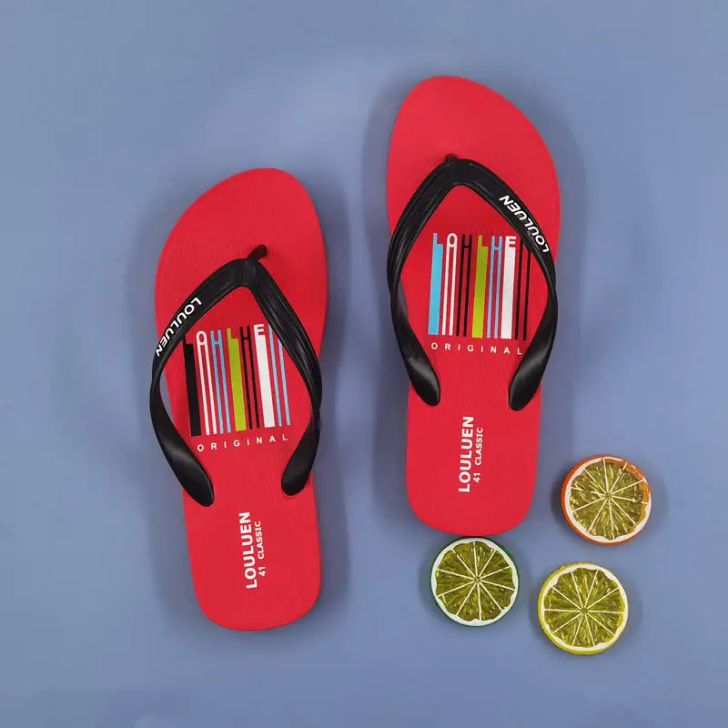 2022 Men's Black PVC Flip Flops Casual Beach Sandals