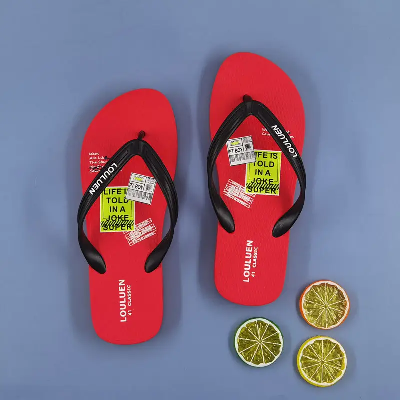 2022 Men's Black PVC Flip Flops Casual Beach Sandals