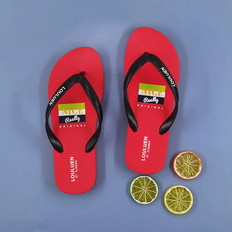 2022 Men's Black PVC Flip Flops Casual Beach Sandals