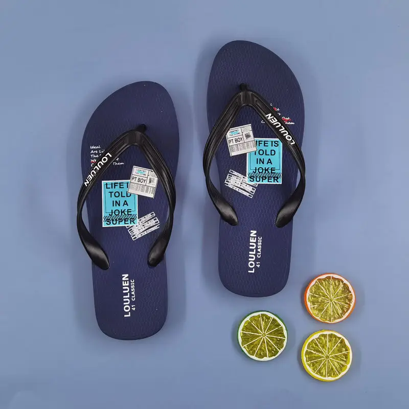 2022 Men's Black PVC Flip Flops Casual Beach Sandals