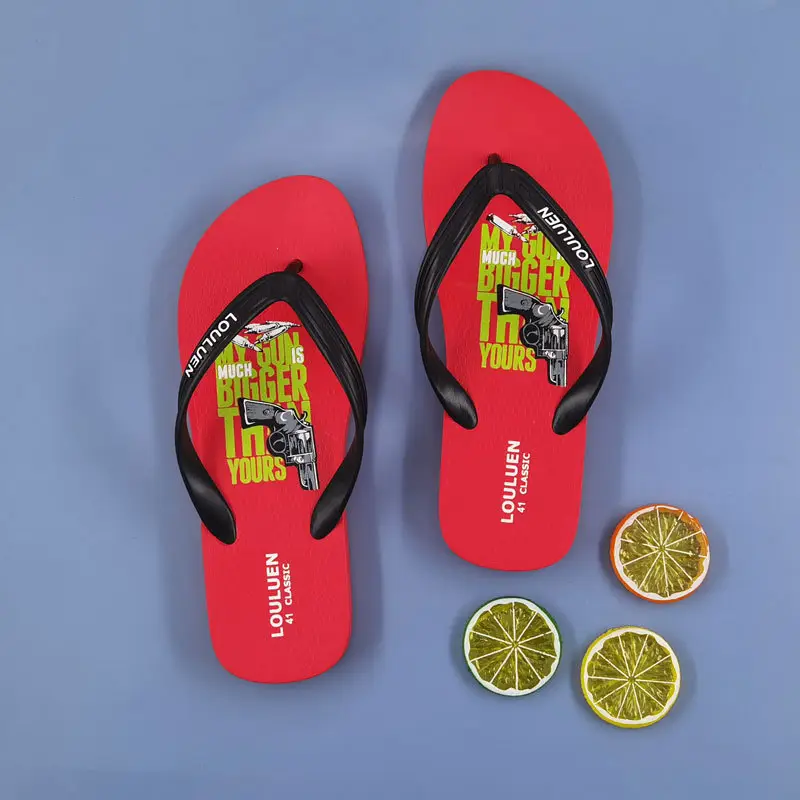 2022 Men's Black PVC Flip Flops Casual Beach Sandals