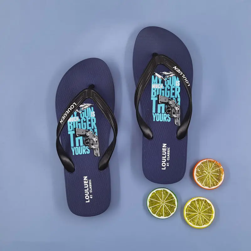 2022 Men's Black PVC Flip Flops Casual Beach Sandals