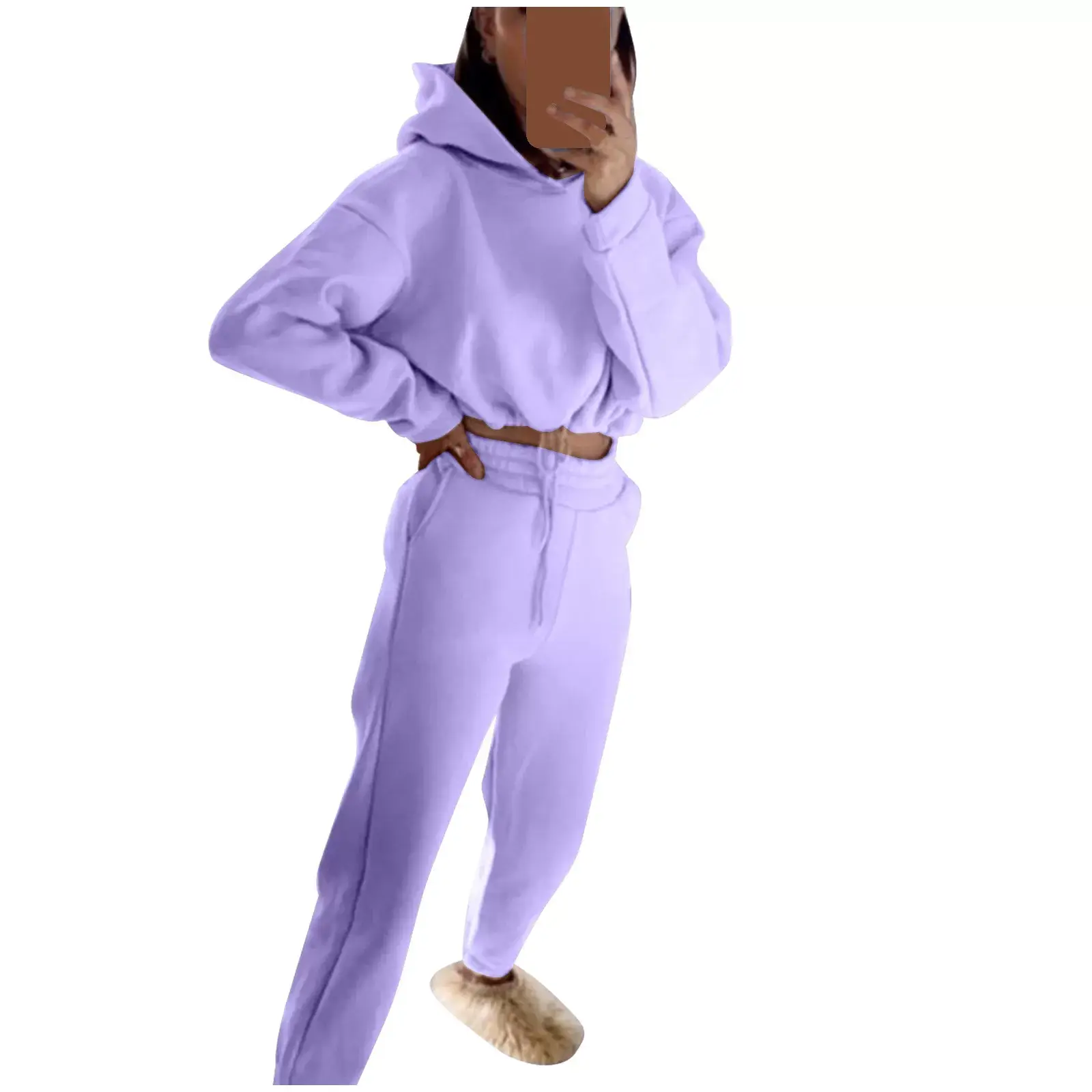 Pink 2-Piece Sweatshirt Track Suit for Women — feature 16