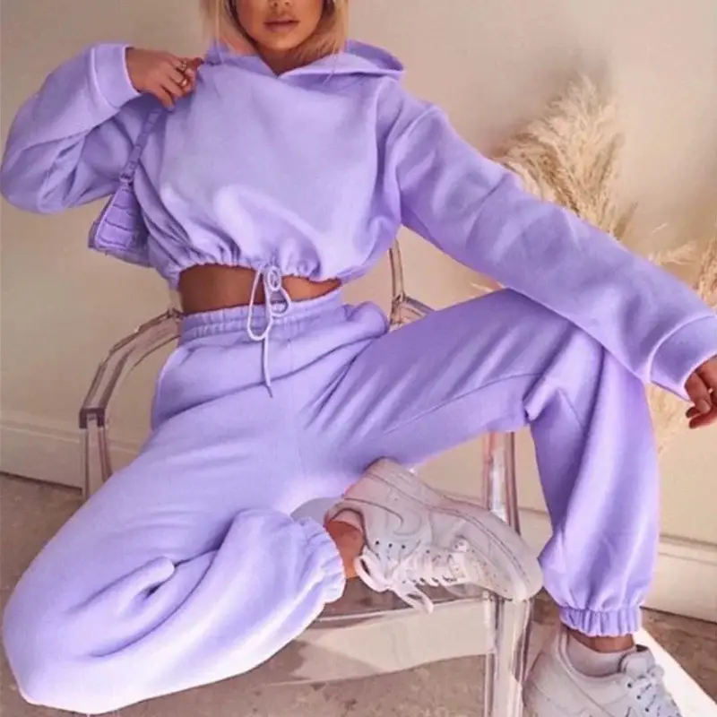 Pink 2-Piece Sweatshirt Track Suit for Women — feature 17