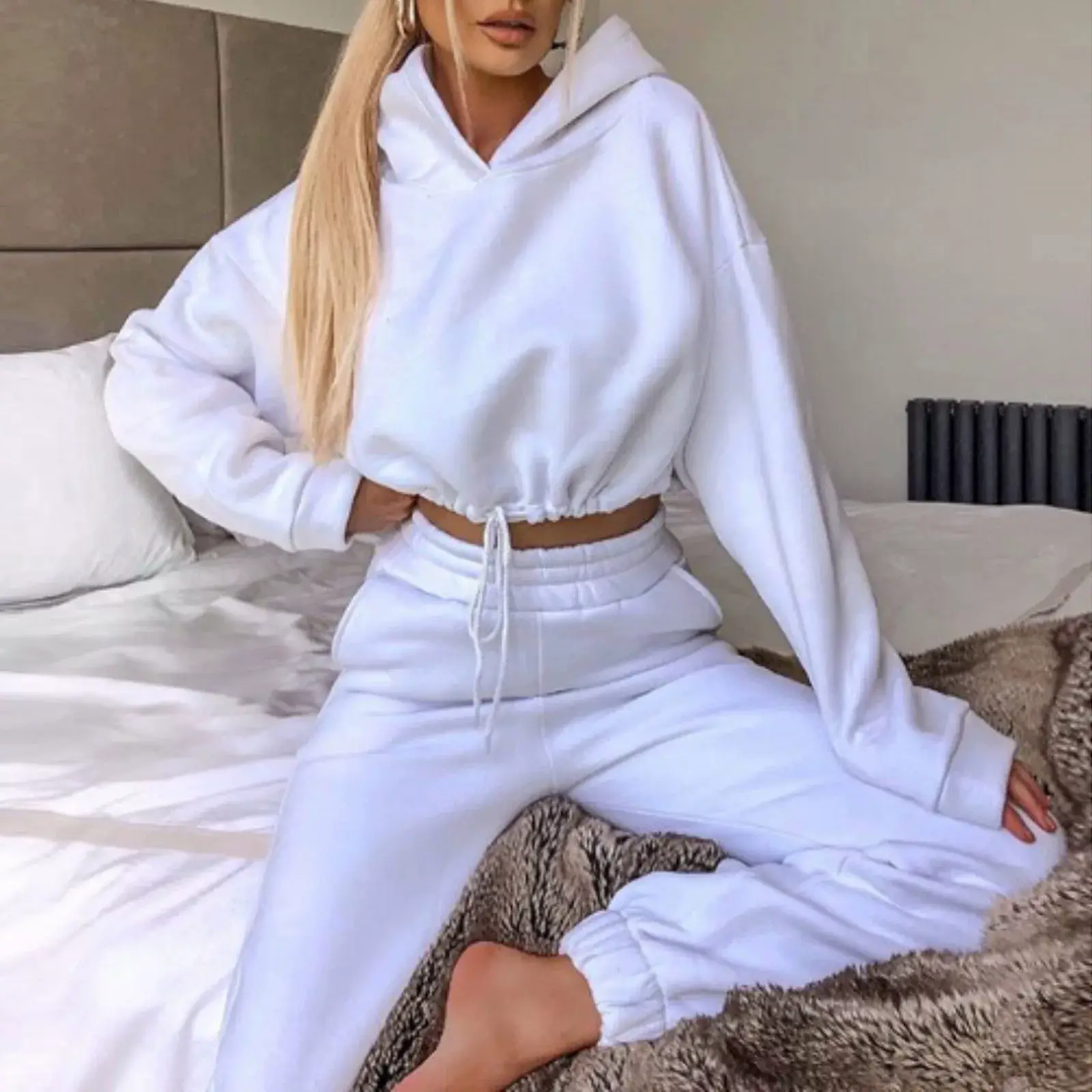 Pink 2-Piece Sweatshirt Track Suit for Women — feature 18