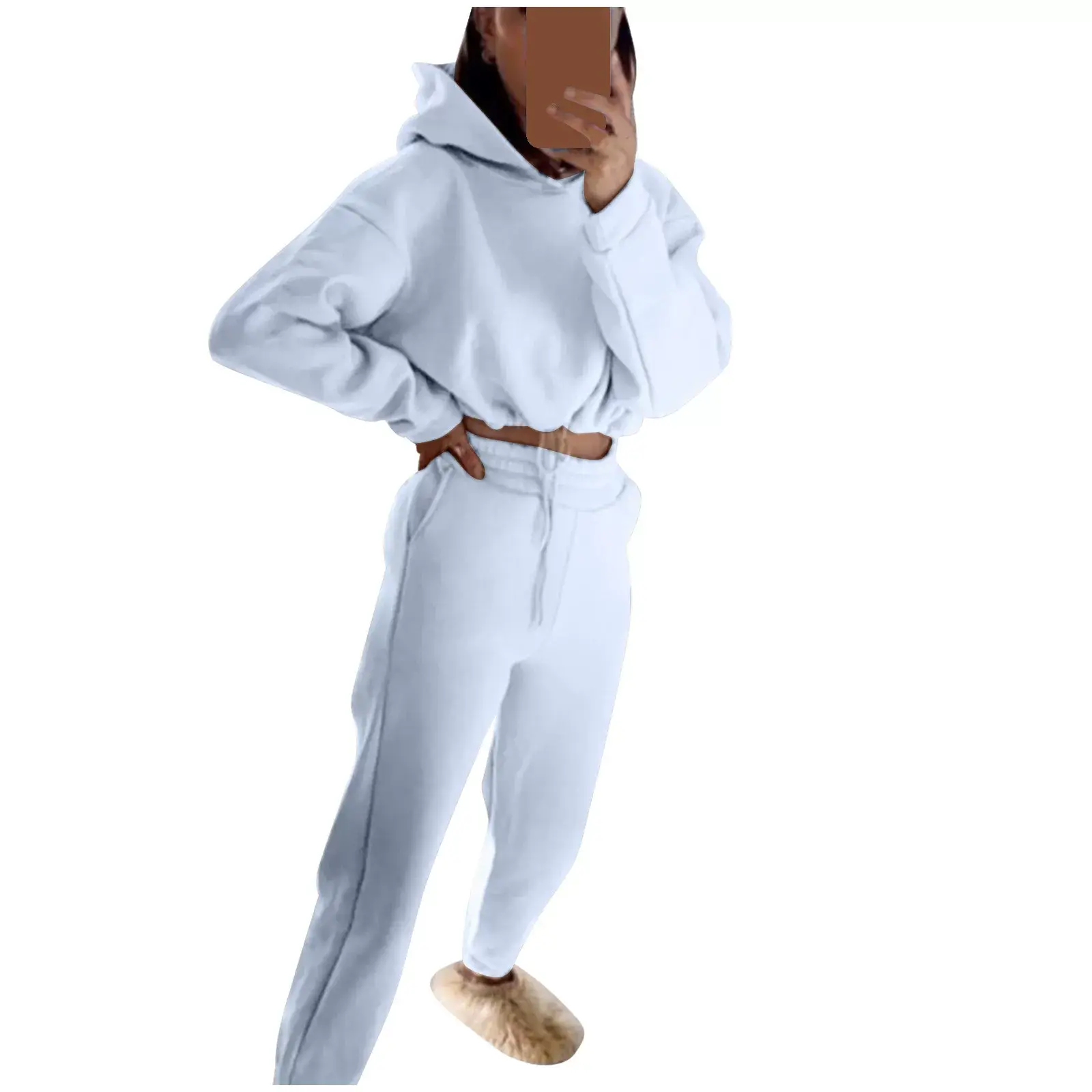 Pink 2-Piece Sweatshirt Track Suit for Women — feature 20