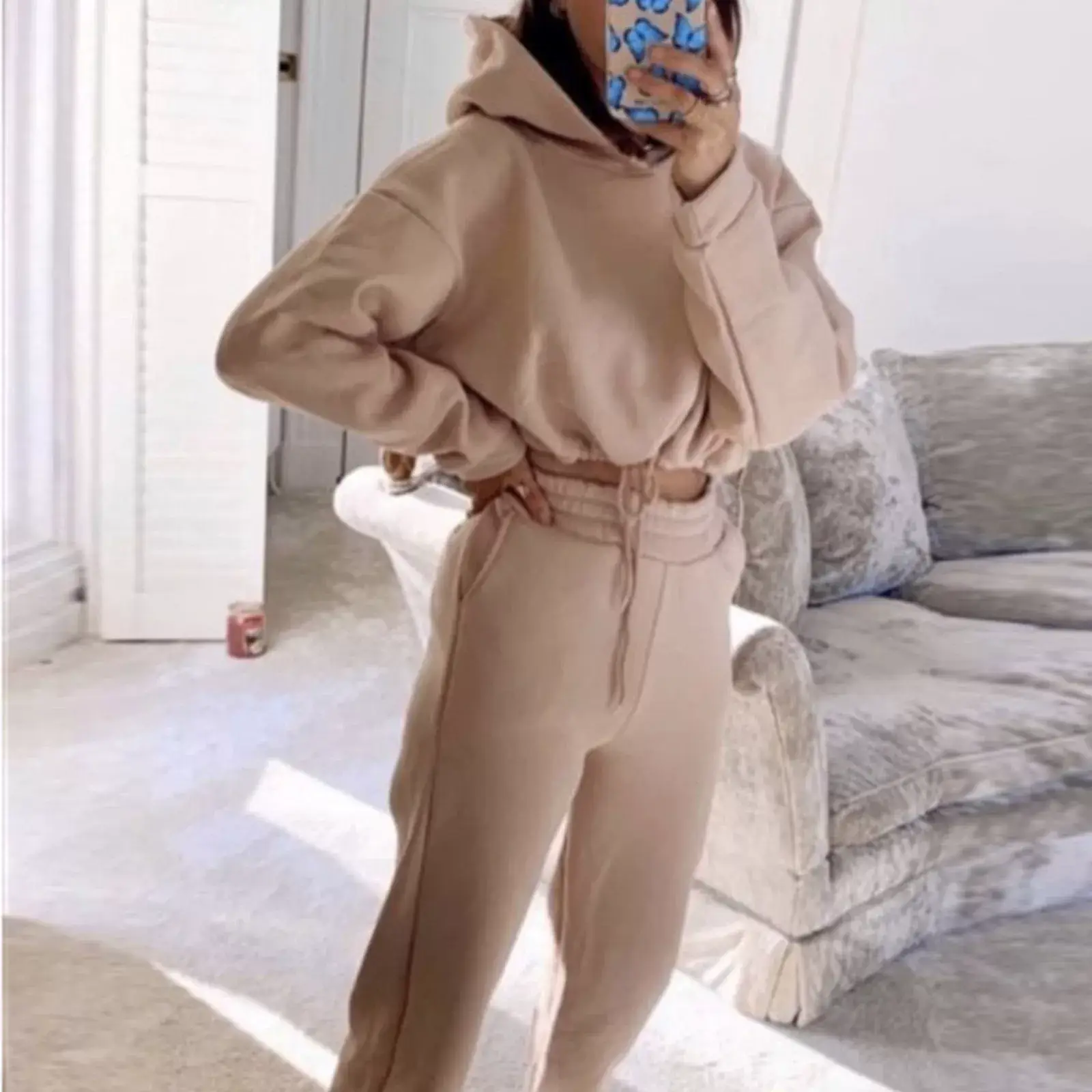 Pink 2-Piece Sweatshirt Track Suit for Women — feature 23