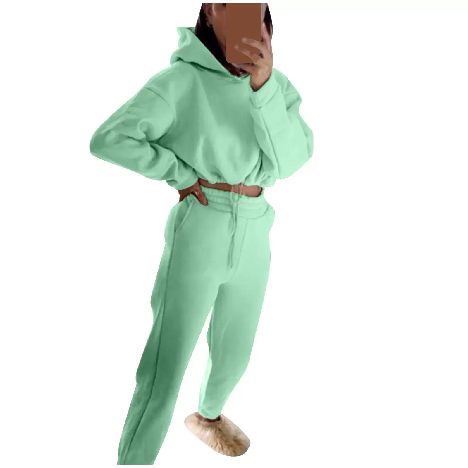 Pink 2-Piece Sweatshirt Track Suit for Women — feature 4