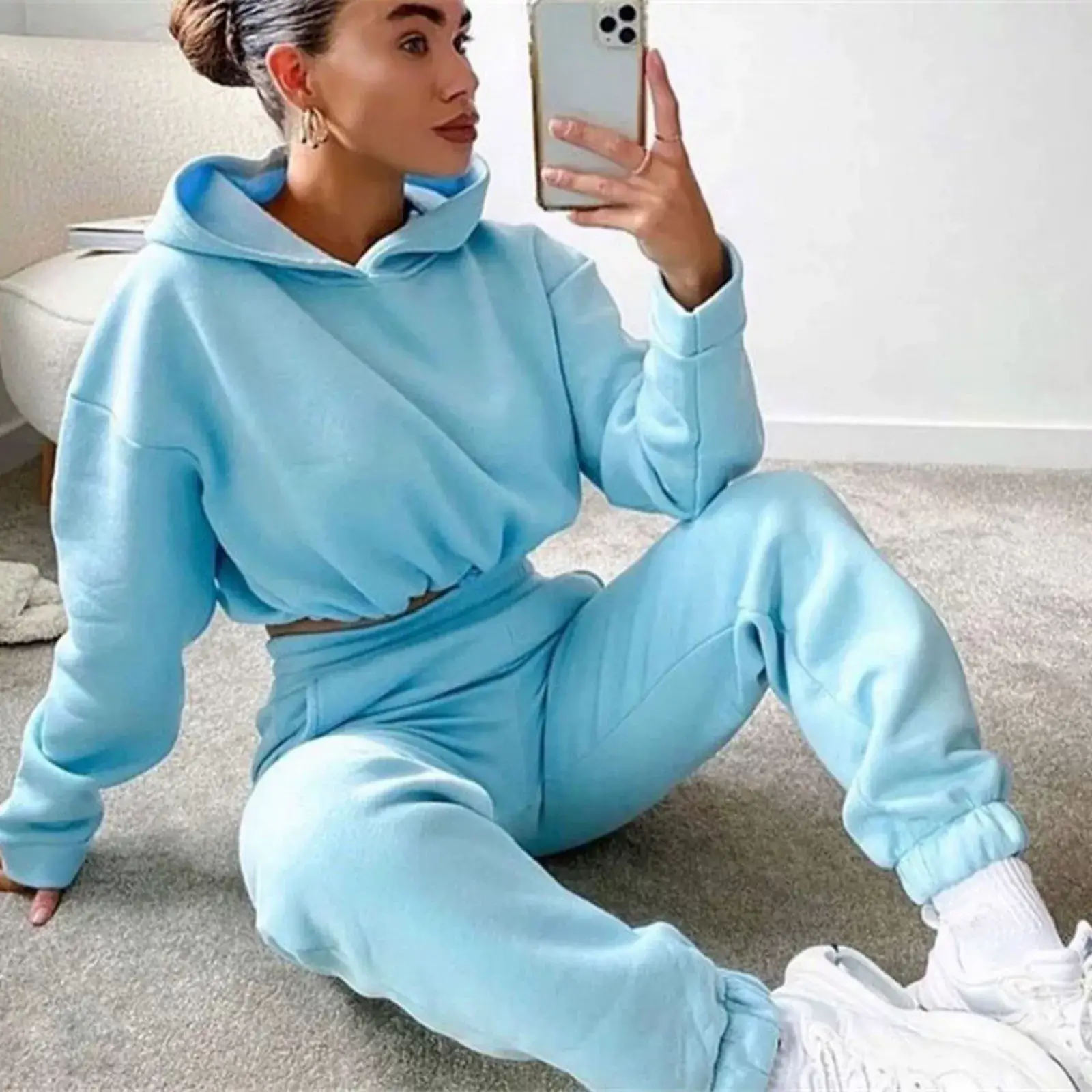 Pink 2-Piece Sweatshirt Track Suit for Women — feature 6