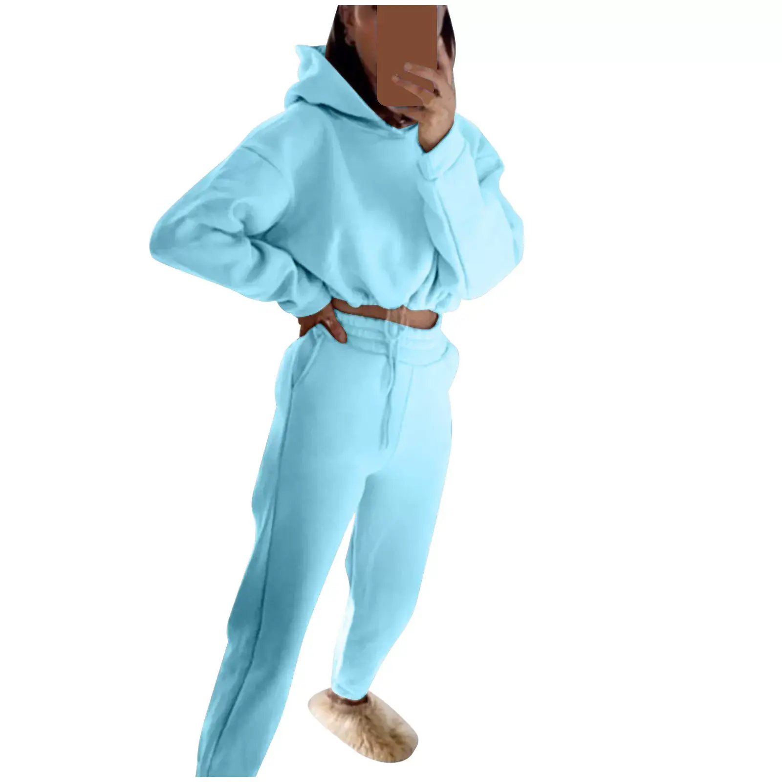 Pink 2-Piece Sweatshirt Track Suit for Women — feature 8