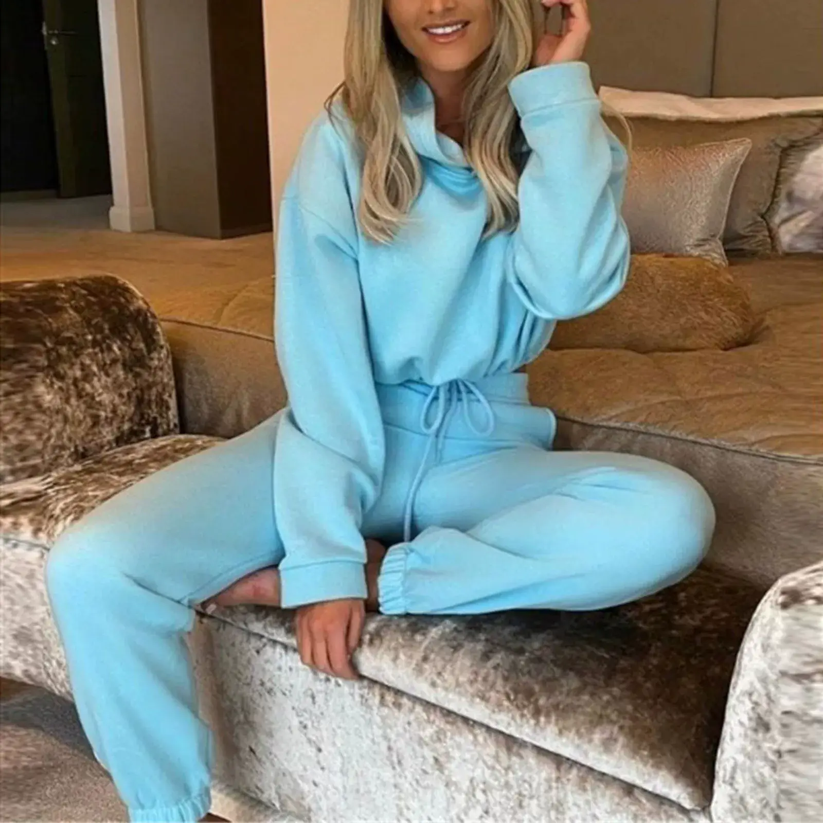 Pink 2-Piece Sweatshirt Track Suit for Women — feature 9