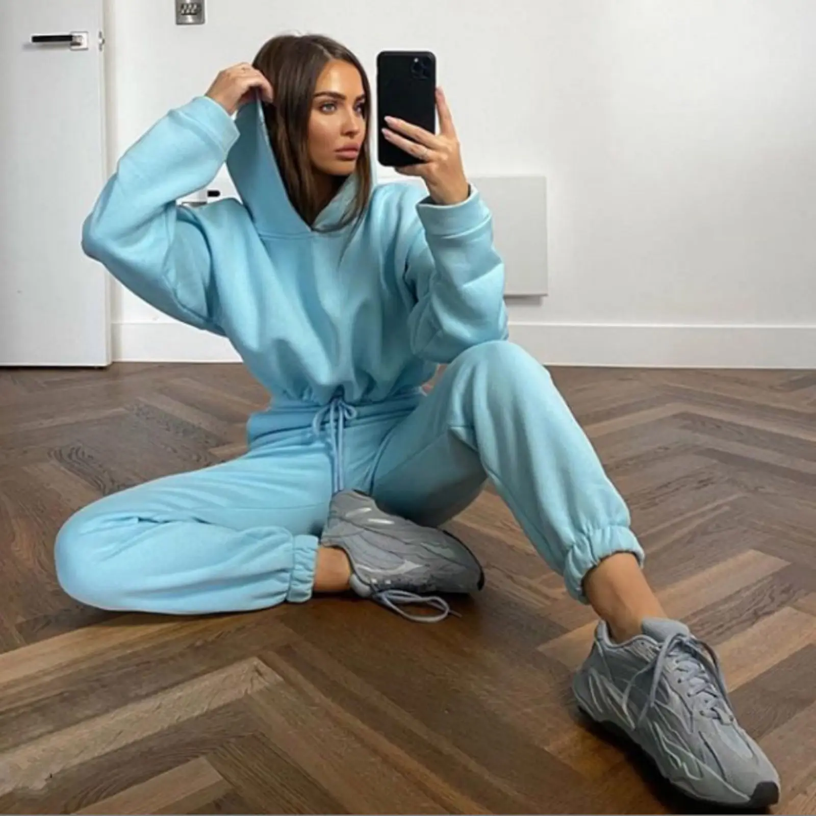 Pink 2-Piece Sweatshirt Track Suit for Women - Image 5