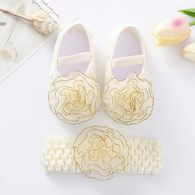 Baby Bow Headband Shoes Set for Girls 0-3y