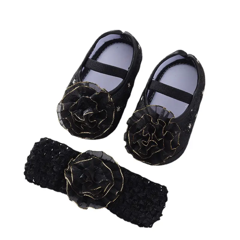Baby Bow Headband Shoes Set for Girls 0-3y
