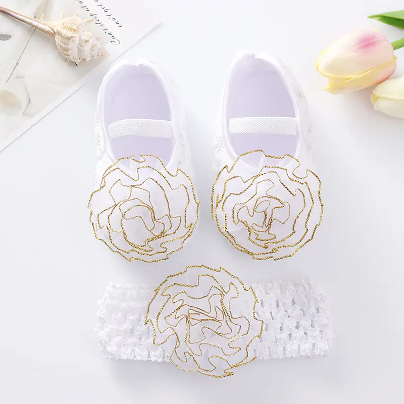 Baby Bow Headband Shoes Set for Girls 0-3y