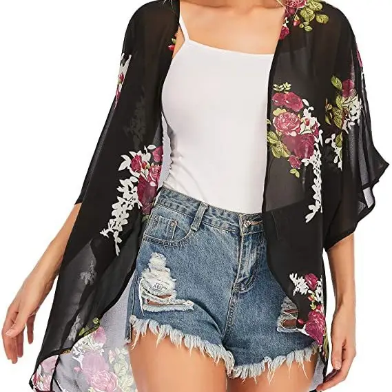 2024 Printed Floral Shawl Sun Protection Blouse Set - Image 12